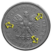 1 ZŁOTY 1992 MONETA >>> DESTRUKT >>> RANT NA AWERSIE