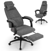 Regulowany fotel biurowy z podnóżkiem szary CB10969GR