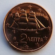 GRECJA  2012 2 CENTY UNC !!!!!!!!!!