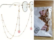 Łańcuszek do okularów z różowymi motylkami