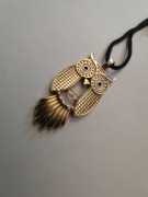 Medalion w formie sowy złocenie emalia!