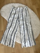 spodnie hm prążek paski len lniano bawełna bawełniane rozmiar L