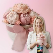 Wieczny bukiet ze świec sojowych w filiżance Flower Box Prezent