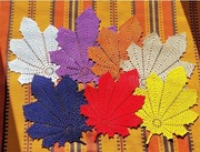 Liść klonu - Serweta, podkładka, szydełkowana - zestaw 7 sztuk