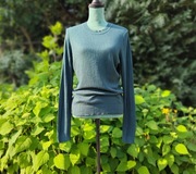 Zielony sweter H&M L 40 butelkowa ciemna zieleń wiskoza wełna