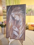 Obrazek na desce /Anioł grający na flecie 