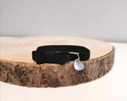 Bransoletka ryps elastyczny francuski czarna kokarda serce 