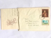 Koperta ze znaczkami 1 król Jan III Sobieski, 2 pionier polskiego lotnictwa