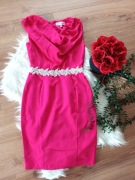 różowa malinowa sukienka midi letnia 38M wieczorowa wizytowa elegancka