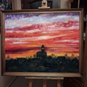 OBRAZ OLEJNY MIASTO NOCĄ 80cm x 100cm