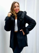 Kożuch damski ekologiczny BLACK SALMA KRISKÓR
