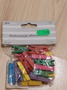 Spinacze drewniane kolorowe 24 sztuki