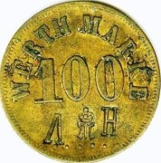 WERTH MARKE 100 FEN mos 29 mm - punca A H oraz M gotykiem pod koroną  !!!