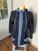 Tredy długi sweter bluza damska 36 z kapturem granatowy assassin polar