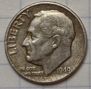 0856 USA 10 centów DIME 1949 srebro