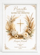 Pamiątka Pierwszej Komunii Świętej w Ramce A4 – Styl Boho Złota Elegancja