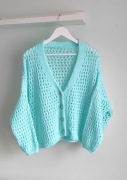 Włoski ażurowy sweterek mięta r U