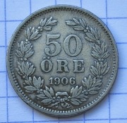 01338 Szwecja 50 ore 1906 srebro rzadka