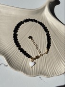 Czarny turmalin fasetowany bransoletka z regulowanym zapięciem z zawieszką