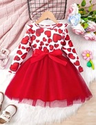 Sukienka dla dziewczynki w serduszka 92 98 czerwono biała
