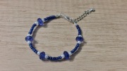 Bransoletka ręcznie robiona koraliki turkus / czarna / granatowa regulowana