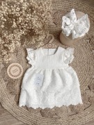 Sukienka na chrzest do chrztu Nela 2 krótki rękaw koronka boho 62