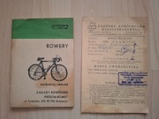 Instrukcja obsługi - ROWERY + karta gwarancyjna  PRL