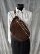 Nerka torebka brązowa zamsz naturalny Włoska - nowa