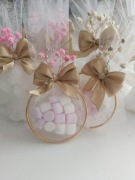 Podziękowania dla gości komunia wesele chrzest obręcze pianki gipsówka 