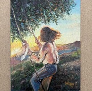 Nowy oryginalny obraz dziewczyny na huśtawce