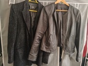 Czarna kurtka ze skóry naturalnej 38 M + GRATIS błyszczący żakiet!