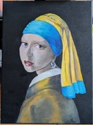 Obraz na płótnie inspirowany "Dziewczyna z perłą" farby akrylowe 