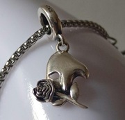 Srebrna bransoletka z maską i różą 925 | Gotycka biżuteria romantyczna