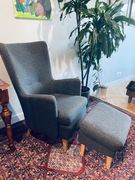 Fotel IKEA Omtanksam + podnóżek (pufa)