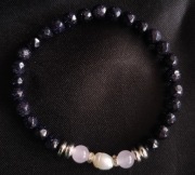 Bransoletka z nocą Kairu, perłą i hematytem 