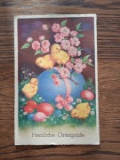 WIELKANOC - KURCZAKI, JAJKO, RÓŻE- lata 40