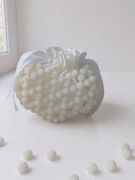 Torebka damska serce z perełek, elegancka mini, z woreczkiem