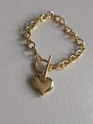 Bransoleta złota ze stali nierdzewnej ze sercem zapięcie toggle