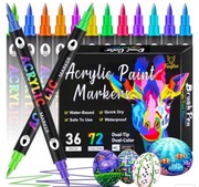 MARKERY AKRYLOWE ZESTAW  36 SZT 72 KOLORY FLAMASTRY MAZAKI WODOODPORNE