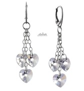 Długie Kolczyki Serce Kryształy Swarovski Elements Srebro