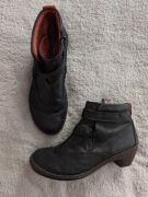 Szare czarne skórzane buty botki Green Comfort 39 jak barefoot