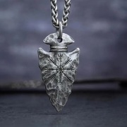 Naszyjnik Vikinga, wisiorek z runami, Nordycki , Amulet Stali z cynku. 