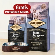 Zestaw Promocyjny:12+4kg Carnilove Dog Puppy Salmon & Turkey + miska gratis