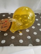 Szklana skarbonka świnka żółta nowa