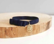 Bransoletka z kokardą kokarda granatowa ryps drzewko szczęścia wstążka