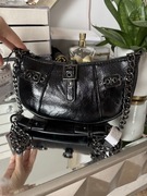 Pull&Bear mała torebka lakierowana y2k hobo rogal zara klamerki sprzączki