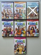 Pudełka opakowania kolekcjonerskie po dodatkach DLC do gry na PC The Sims 4