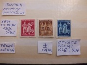3szt. znaczki seria Mi 133 BOHMEN 1944 Swastyka Gapa Niemcy Rzesza czyste**