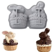 KRÓLIK W KOSZYCZKU Wielkanoc forma 19.2*4.2 do Pieczenia Czarna lub Szara