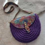 Torebka na ramię + skórzana klapka i pasek, rękodzieło 